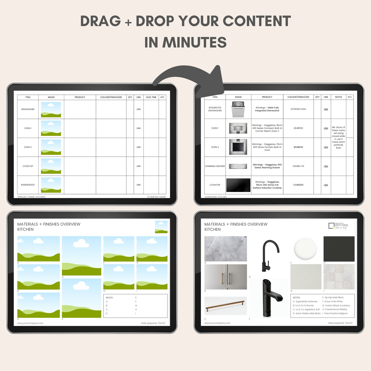 Fixtures and Finishes (FF&E) Schedule (Spec Book) Template