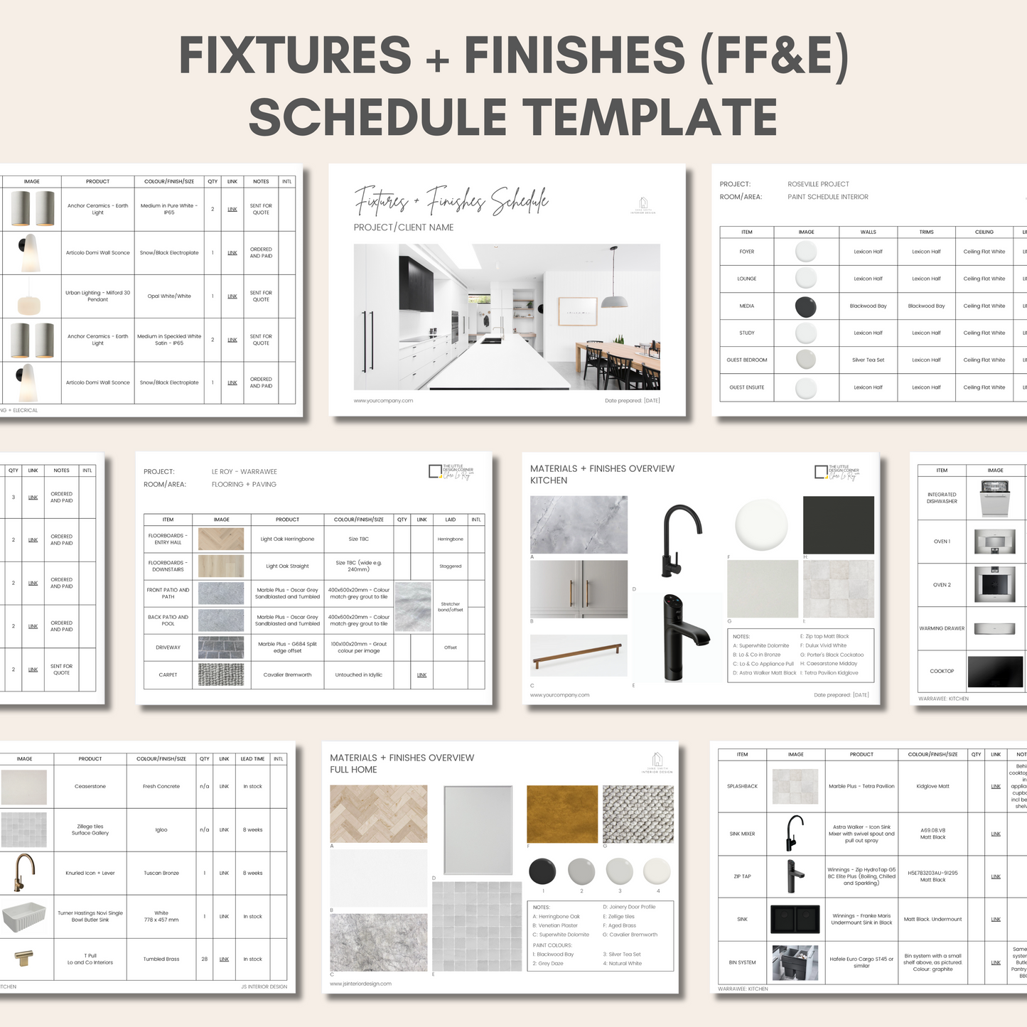Fixtures and Finishes (FF&E) Schedule (Spec Book) Template